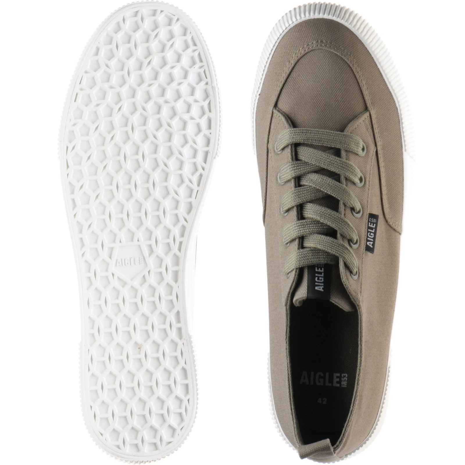 Aigle Tamarix mens rubber-soled Derby shoes in green - Image 3