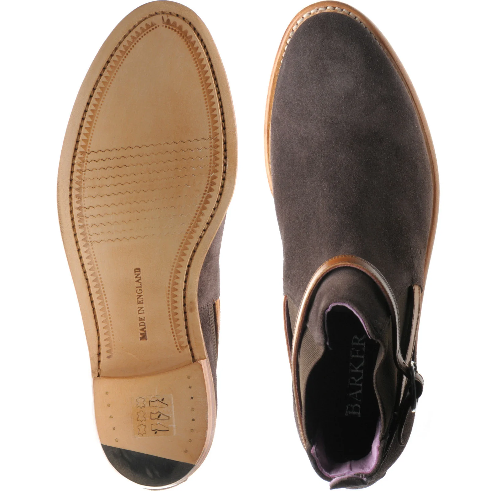 Barker Alexandra ladies boots in brown suede and cedar strap - Image 3