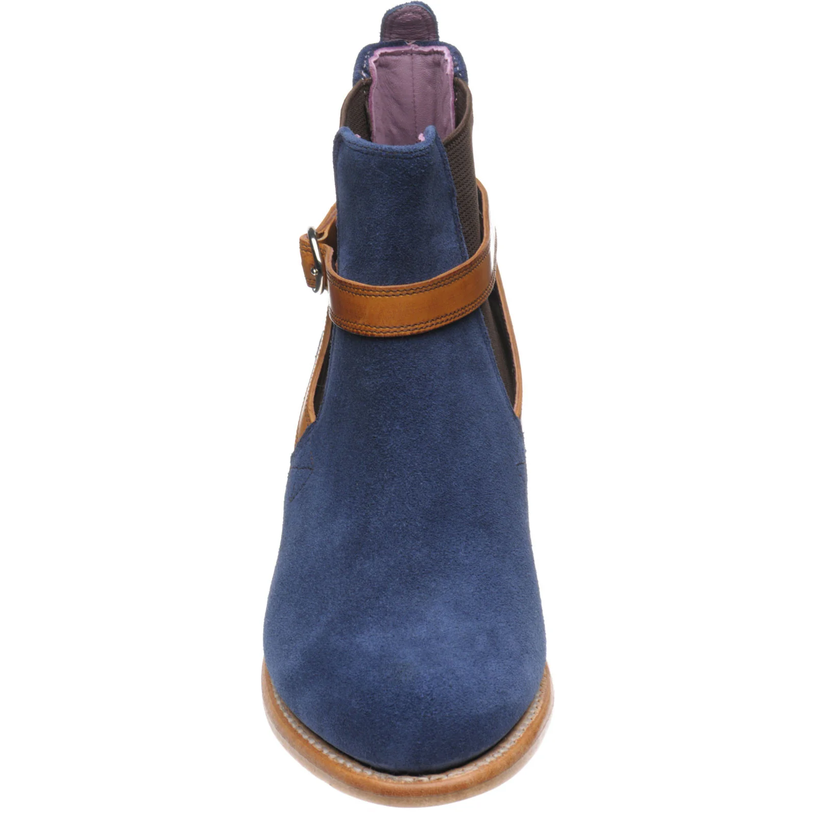 Barker Alexandra ladies boots in navy suede and cedar strap - Image 2