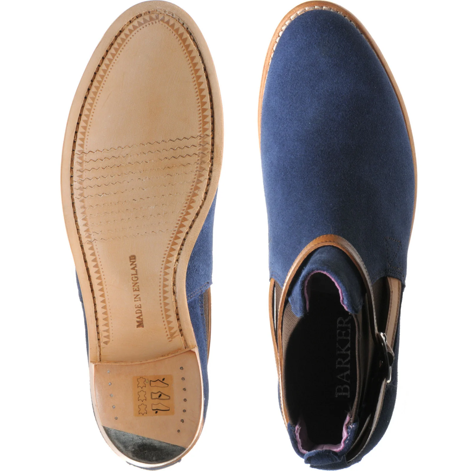 Barker Alexandra ladies boots in navy suede and cedar strap - Image 3