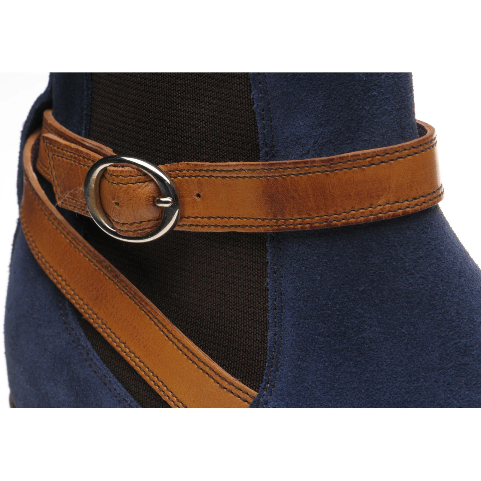 Barker Alexandra ladies boots in navy suede and cedar strap - Image 4