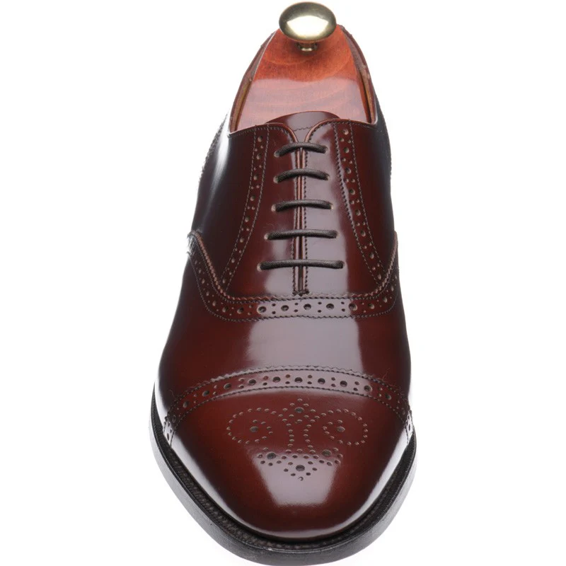 Barker Alfred mens semi-brogues in brown polished - Image 2