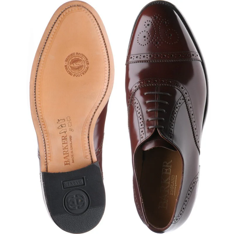 Barker Alfred mens semi-brogues in brown polished - Image 3