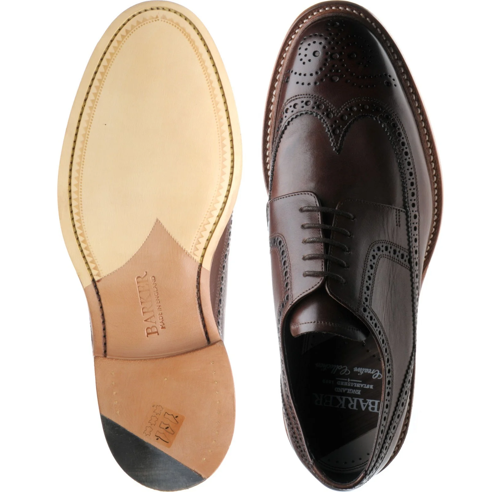Barker Bailey II mens brogues in ebony hand painted calf - Image 3
