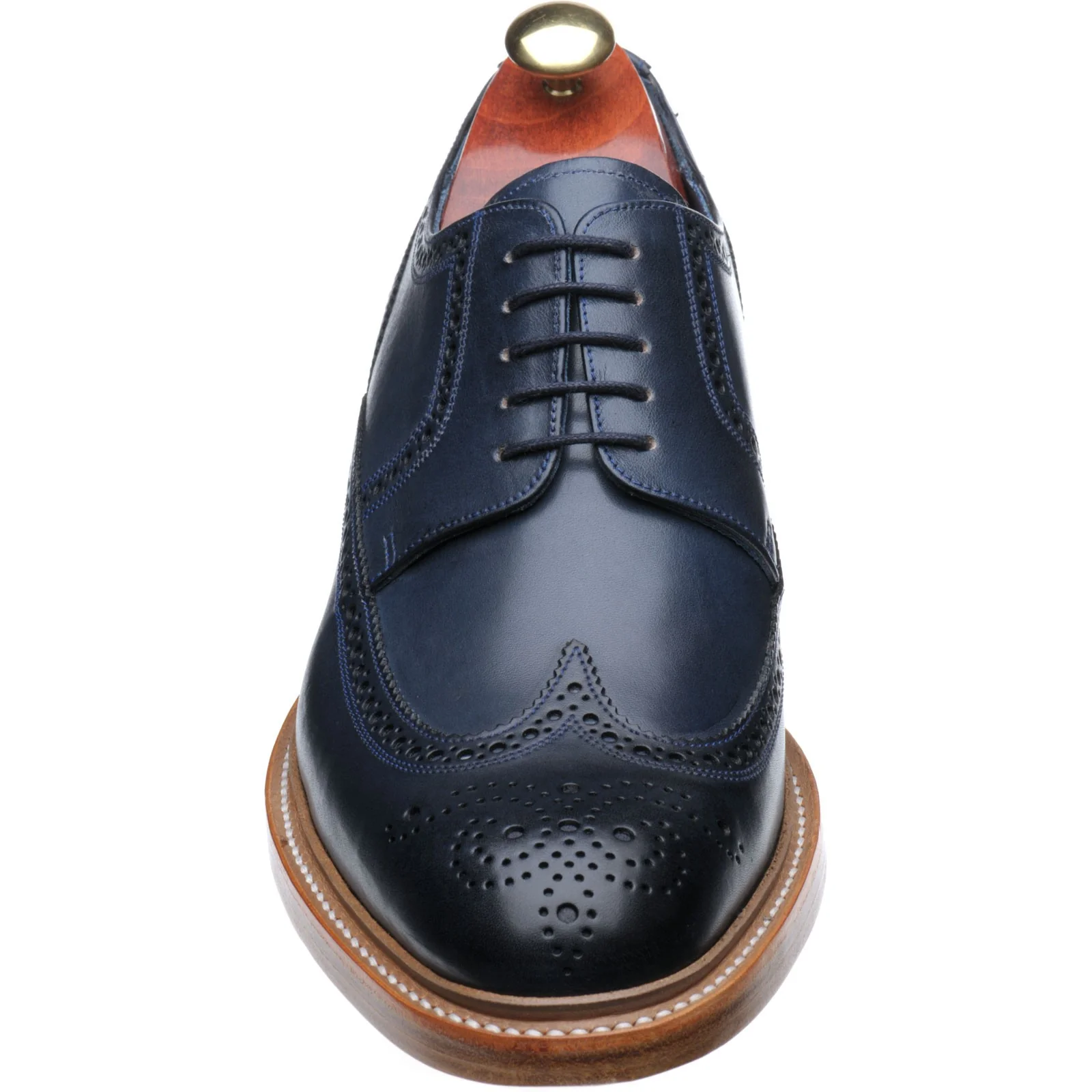 Barker Bailey II mens brogues in navy hand painted calf - Image 2