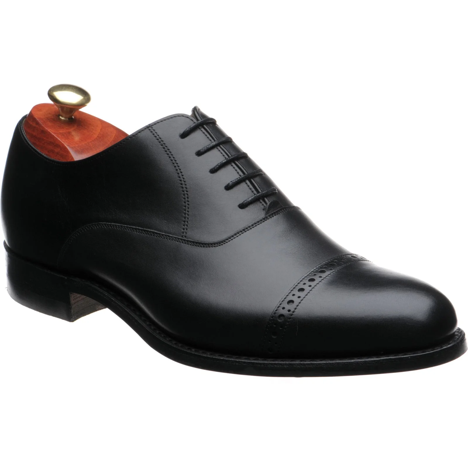 Barker Burford mens rubber-soled semi-brogues in black calf