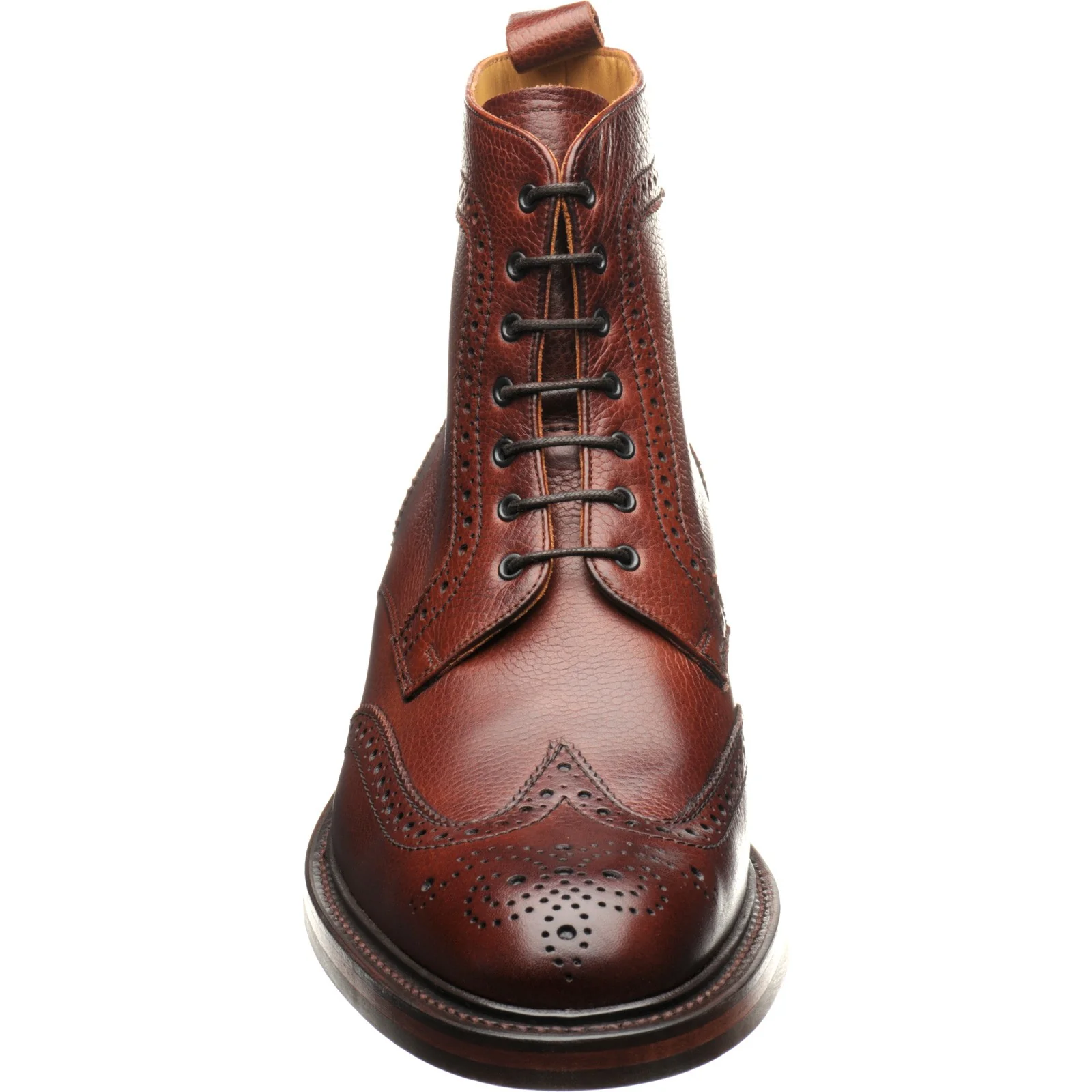 Barker Calder mens rubber-soled brogue boots in cherry grain - Image 2