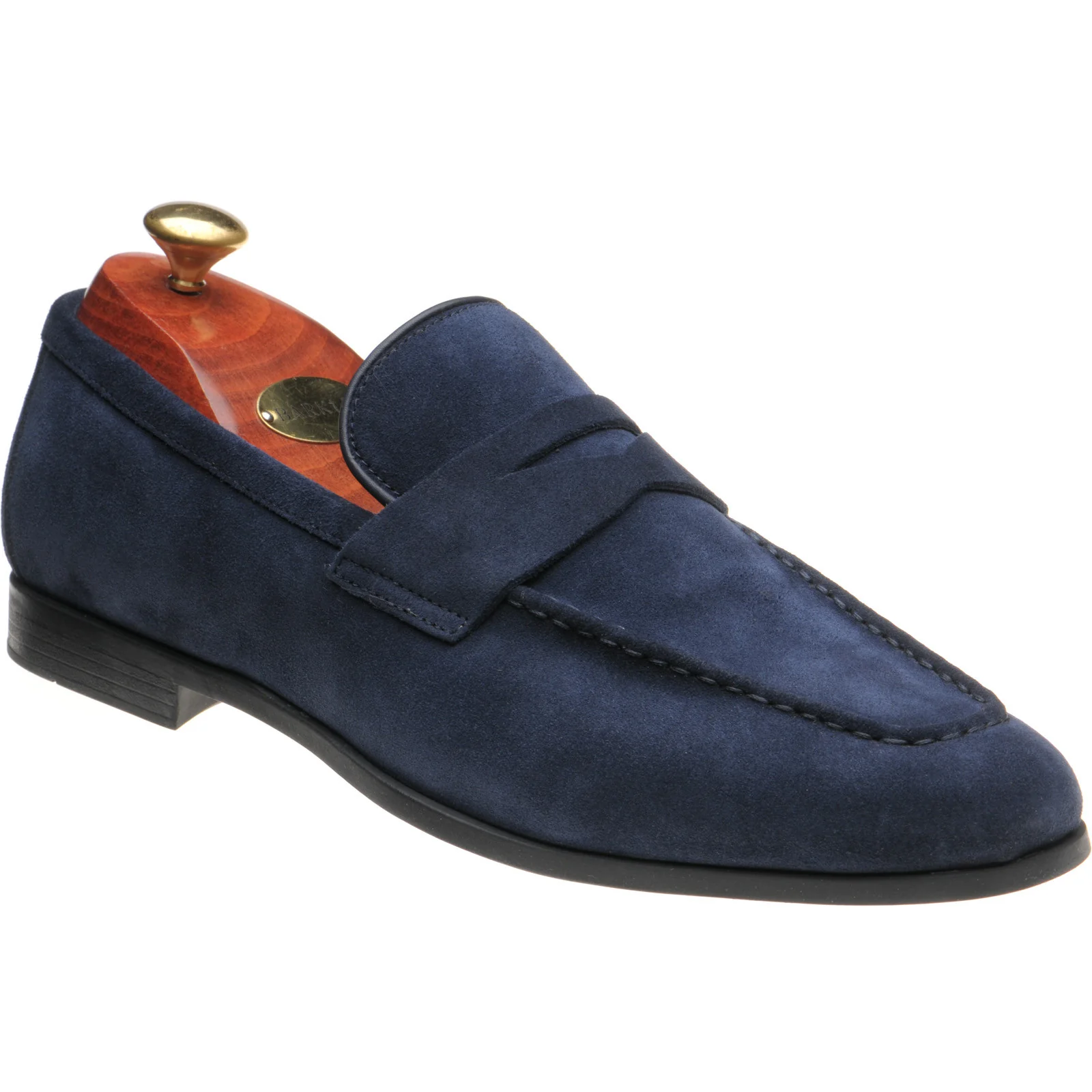 Barker Capri mens rubber-soled loafers in navy suede