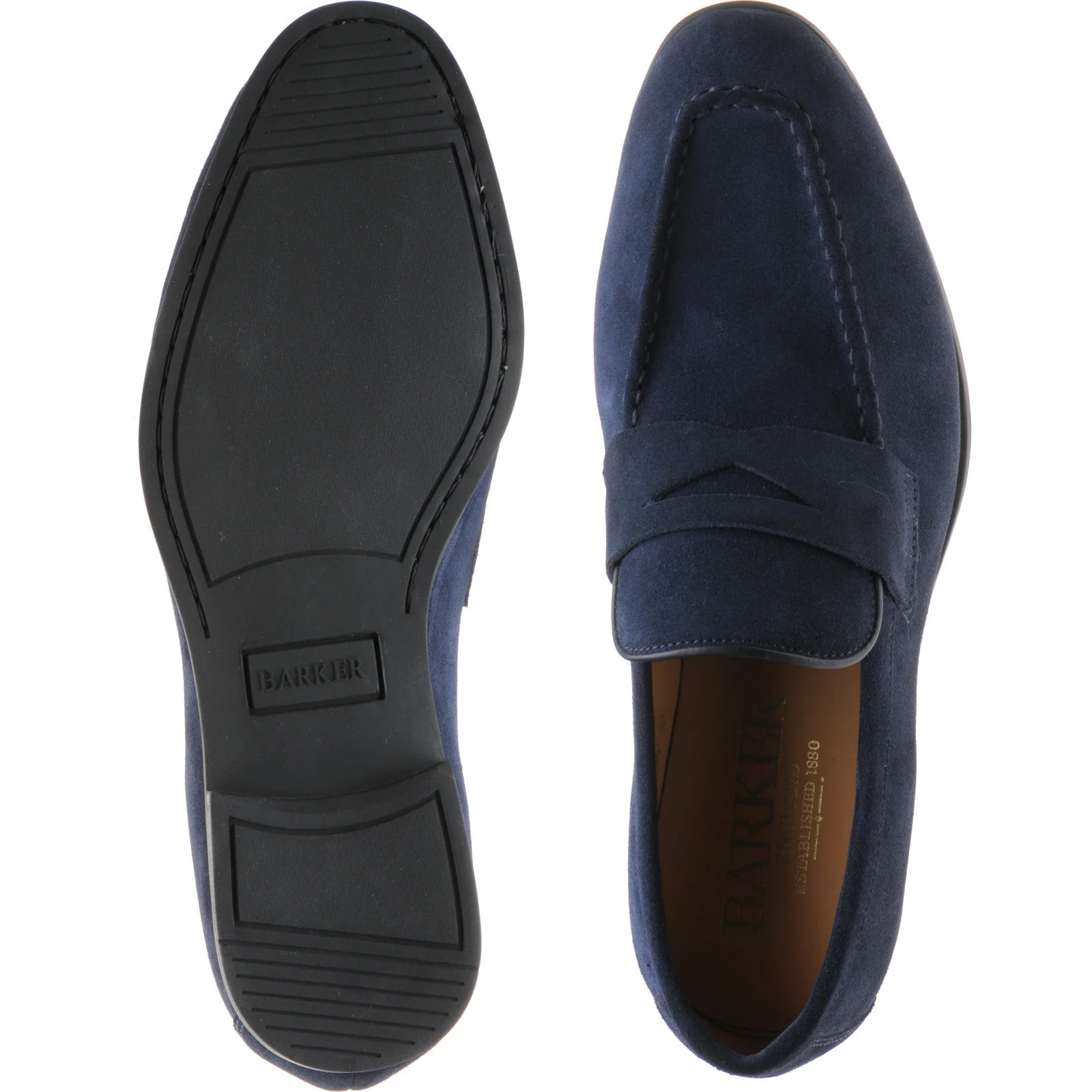 Barker Capri mens rubber-soled loafers in navy suede - Image 3