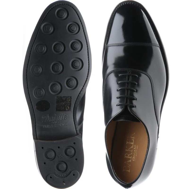 Barker Cheltenham (Rubber) mens rubber-soled Oxfords in black polished (second) - Image 3