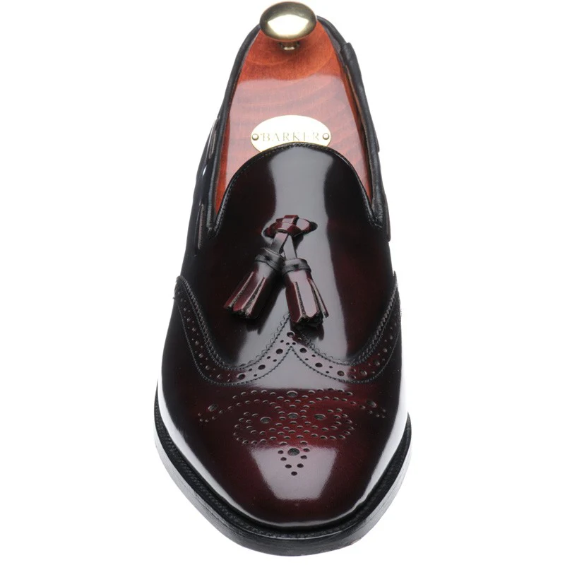 Barker Clive mens tasselled loafers in burgundy polished - Image 2