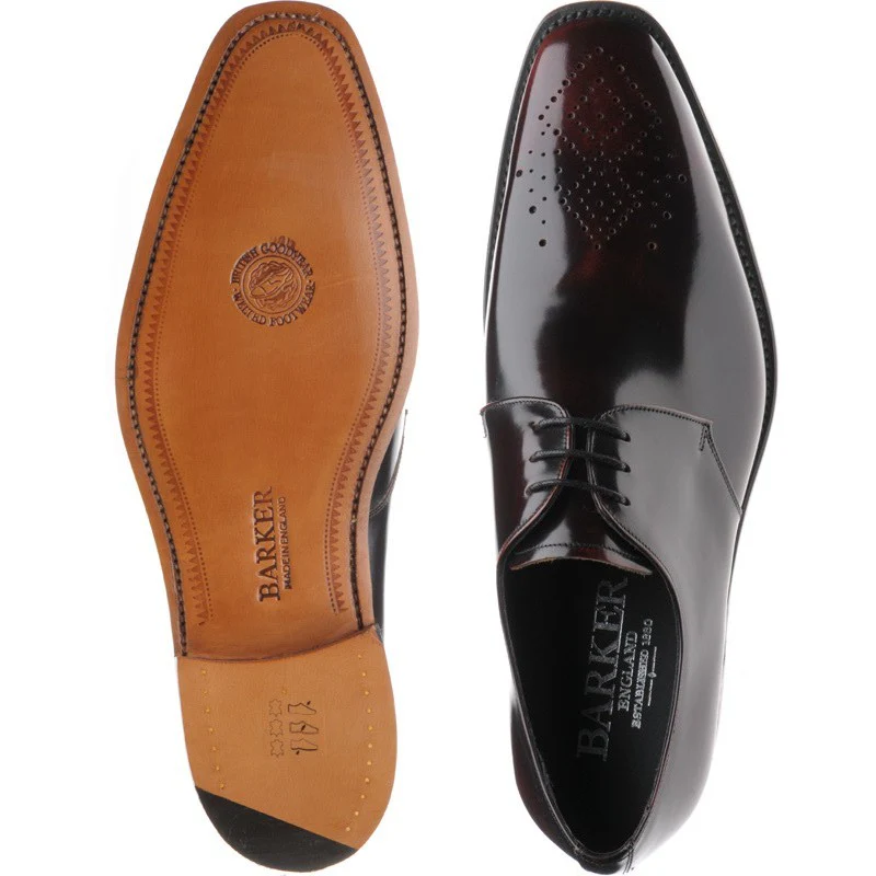 Barker Darlington mens Derby shoes in brandy polished - Image 3