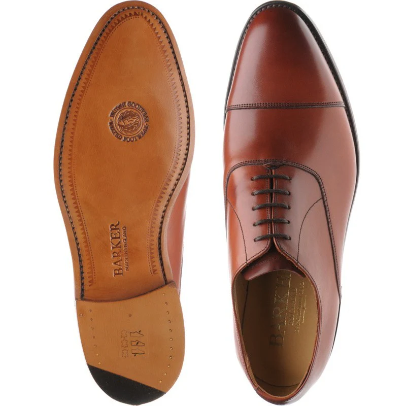 Barker Duxford mens Oxfords in rosewood calf - Image 3
