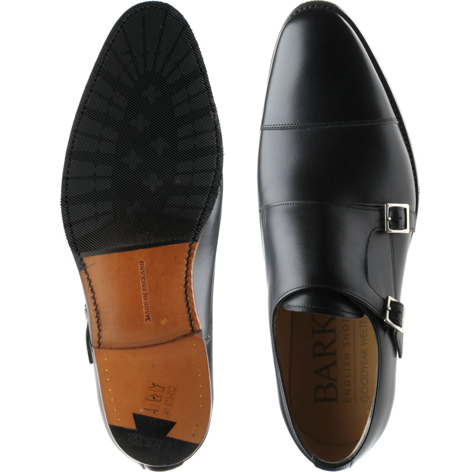 Barker Edison mens hybrid-soled double monk shoes in black calf - Image 3