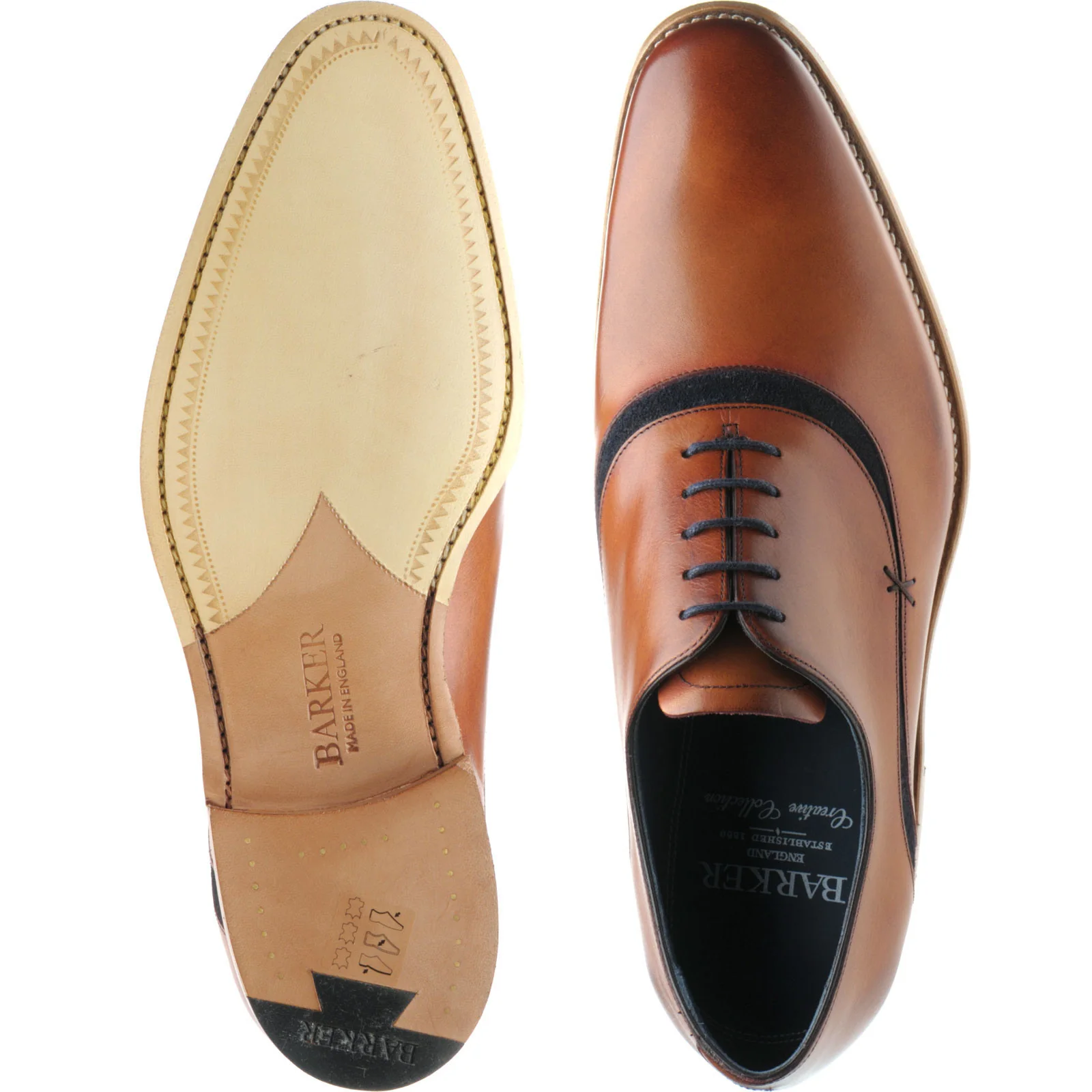 Barker Emerson mens two-tone Oxfords in rosewood and navy suede - Image 3