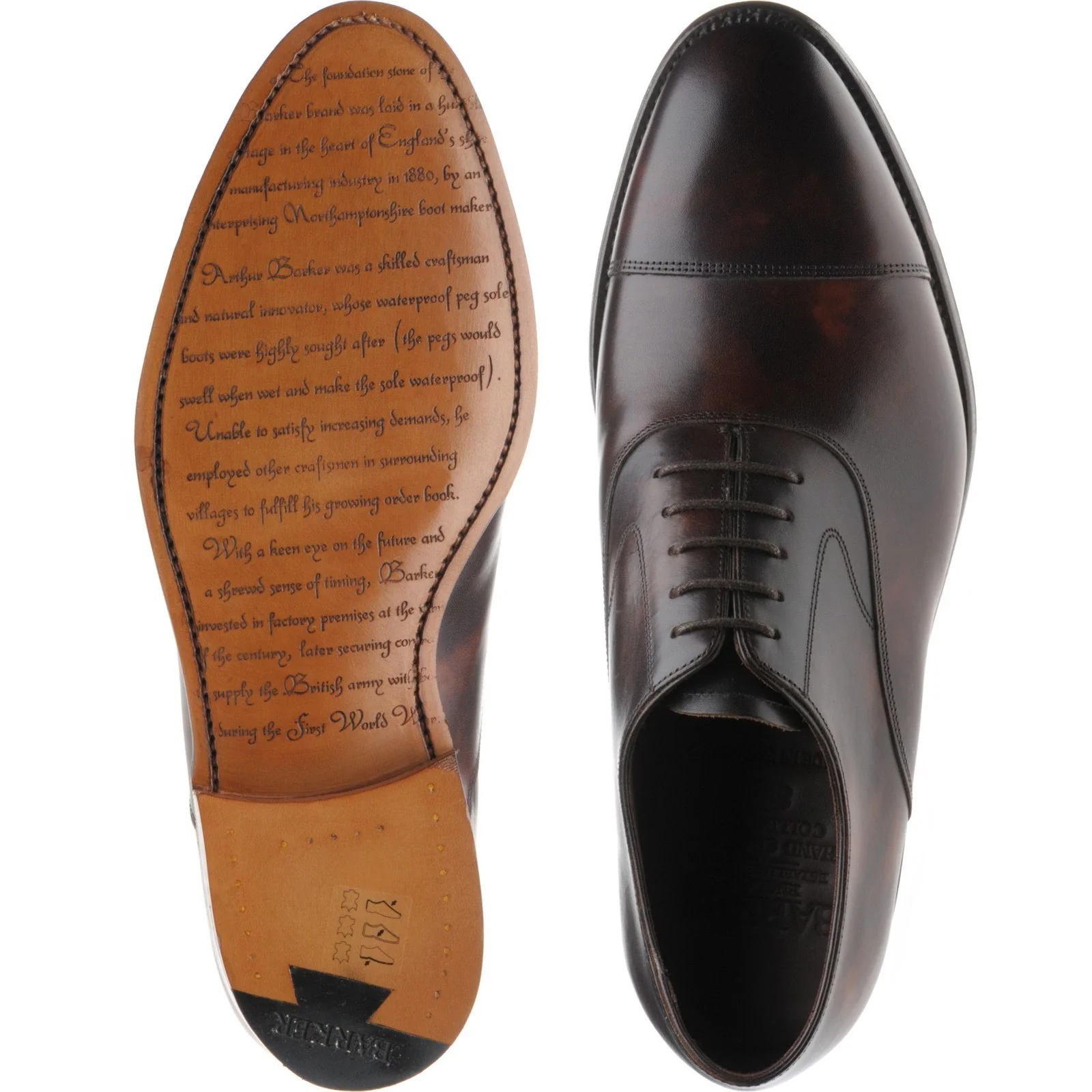 Barker Falsgrave mens Oxfords in dark brown shadow calf - Image 3