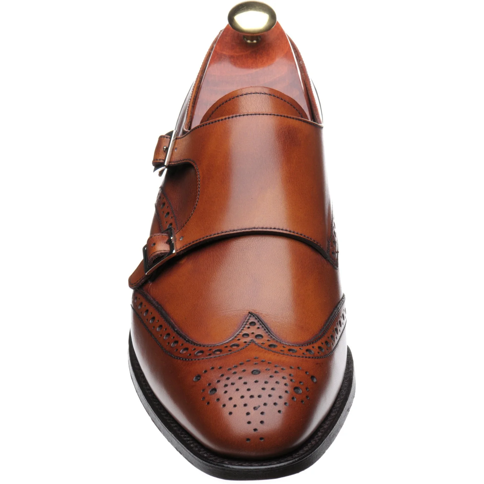 Barker Fleet mens double monk shoes in antique rosewood calf - Image 2