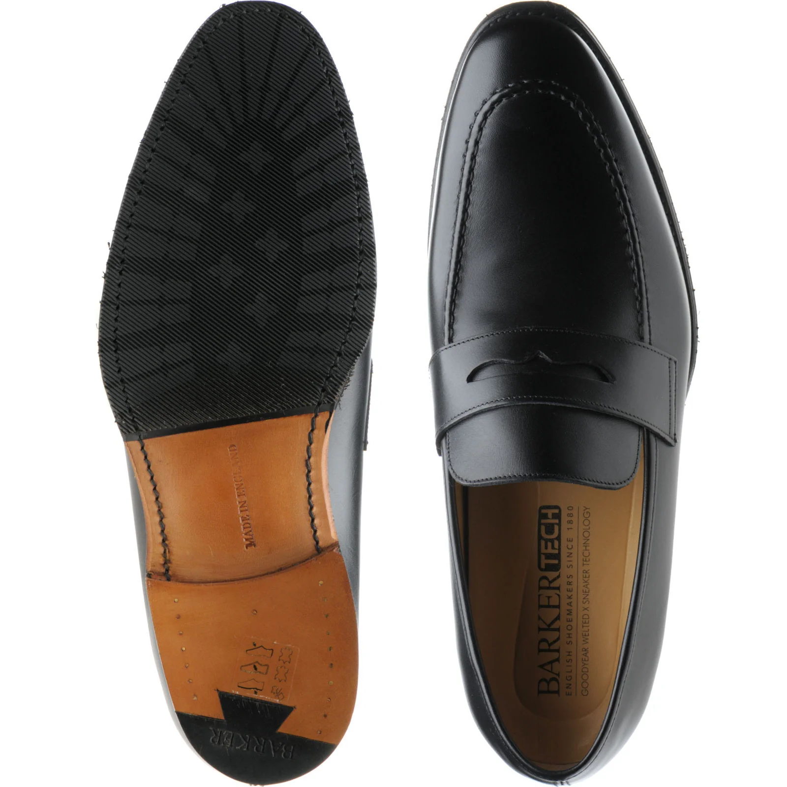 Barker Gates mens hybrid-soled loafers in black calf - Image 3