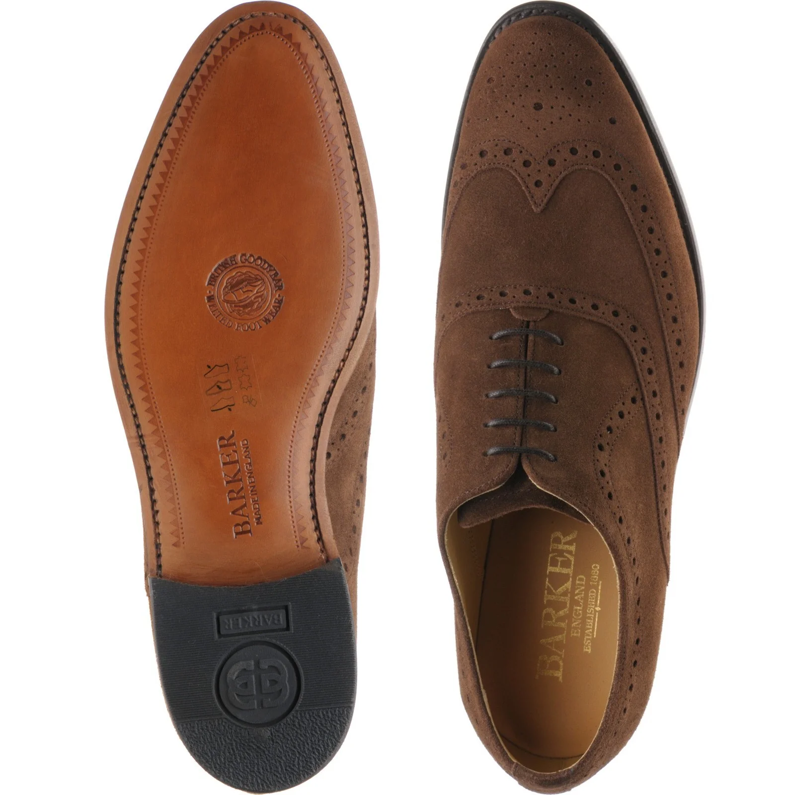 Barker Hampstead mens brogues in castagnia suede - Image 3
