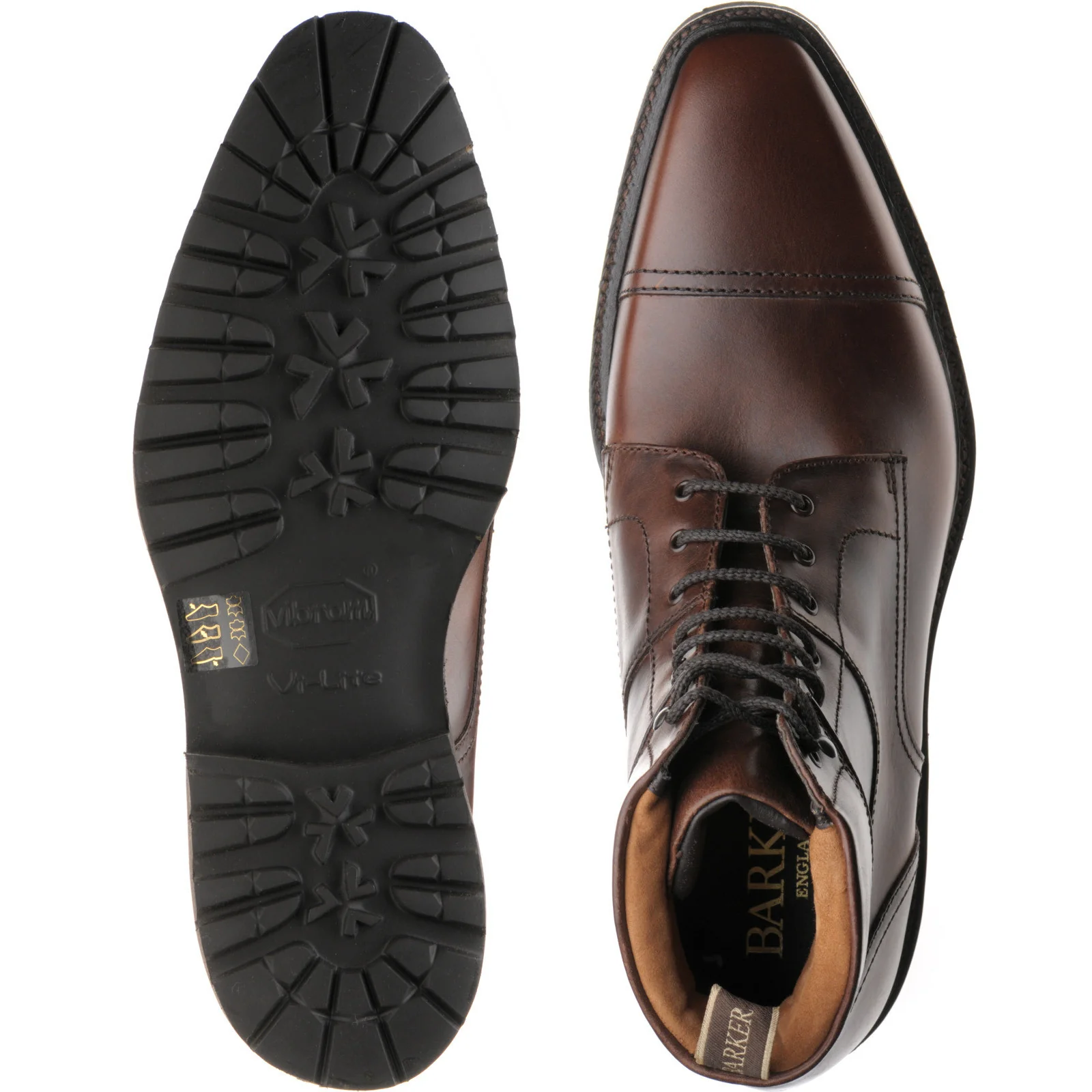 Barker Hawes mens rubber-soled boots in brown pull up - Image 3