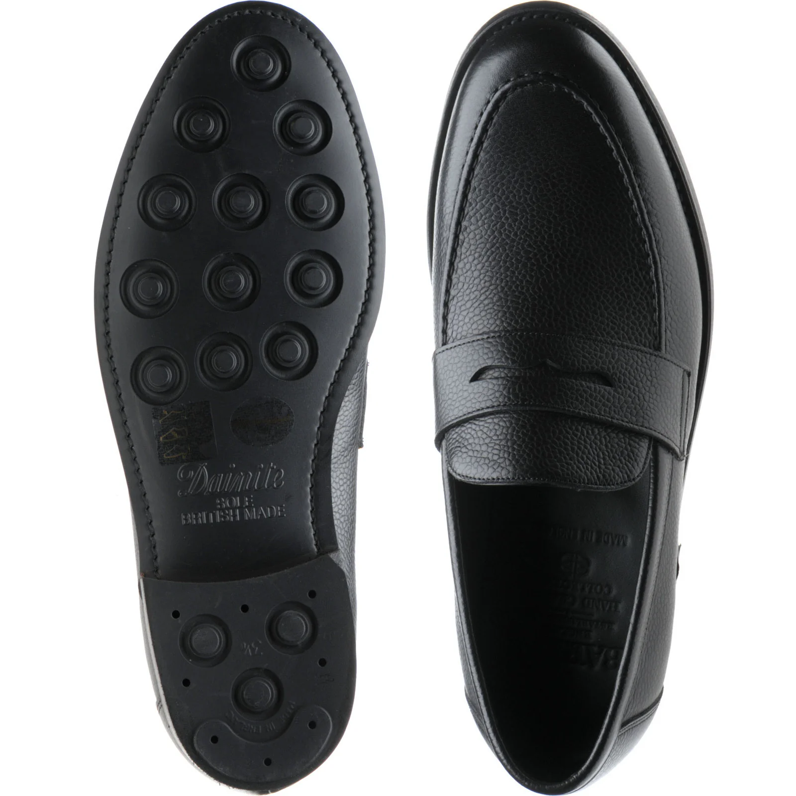 Barker Jevington (Rubber) mens rubber-soled loafers in black grain calf - Image 3