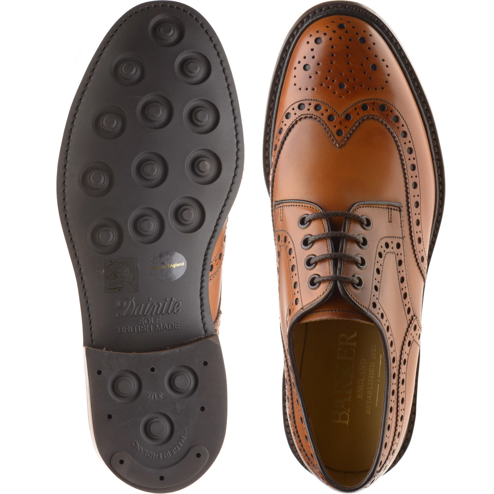 Barker Kendall mens rubber-soled brogues in cedar calf - Image 3