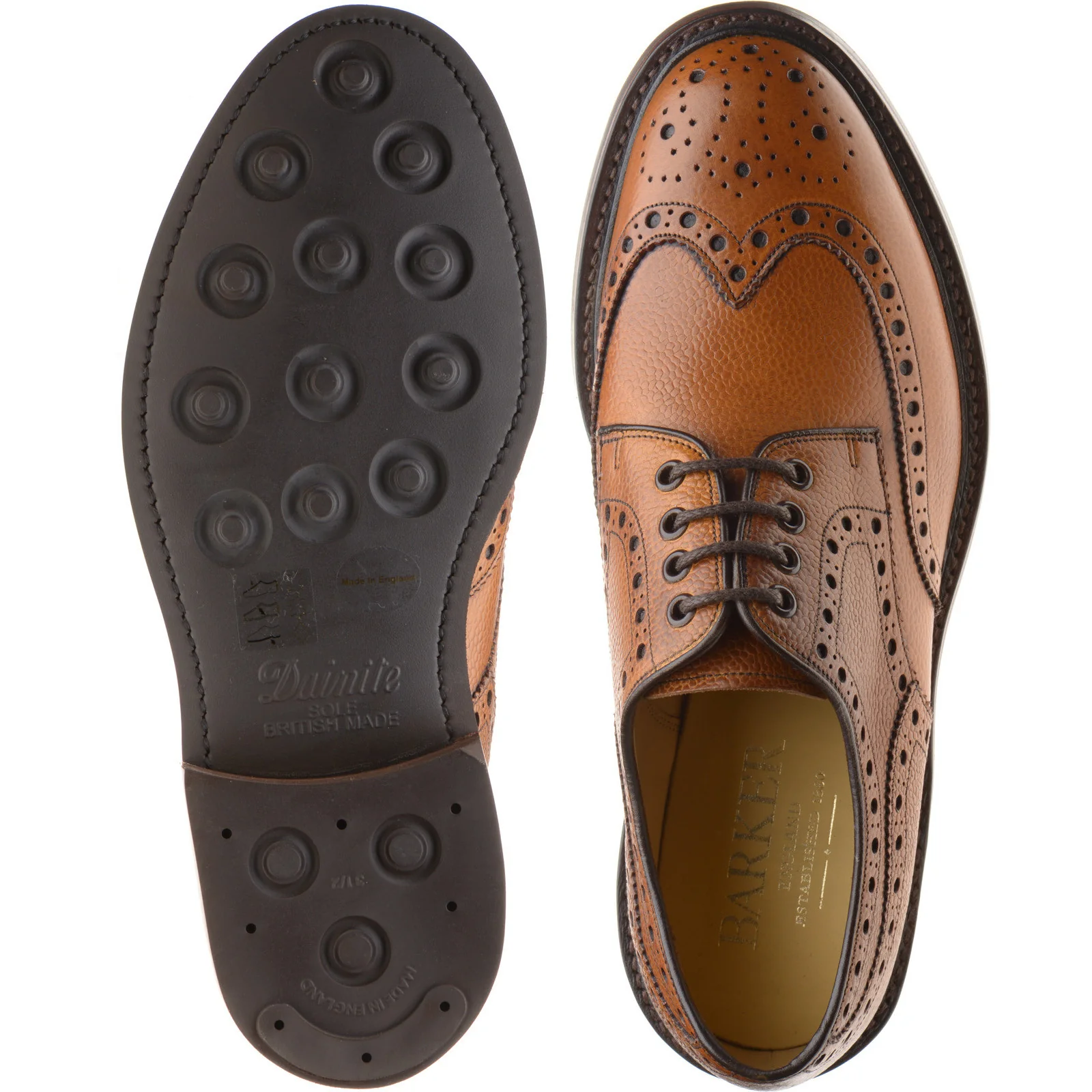 Barker Kendall mens rubber-soled brogues in cedar highland grain - Image 3