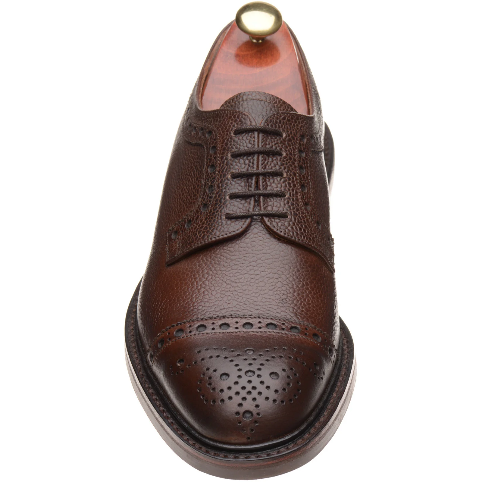 Barker Keswick mens rubber-soled semi-brogues in chocolate grain - Image 2