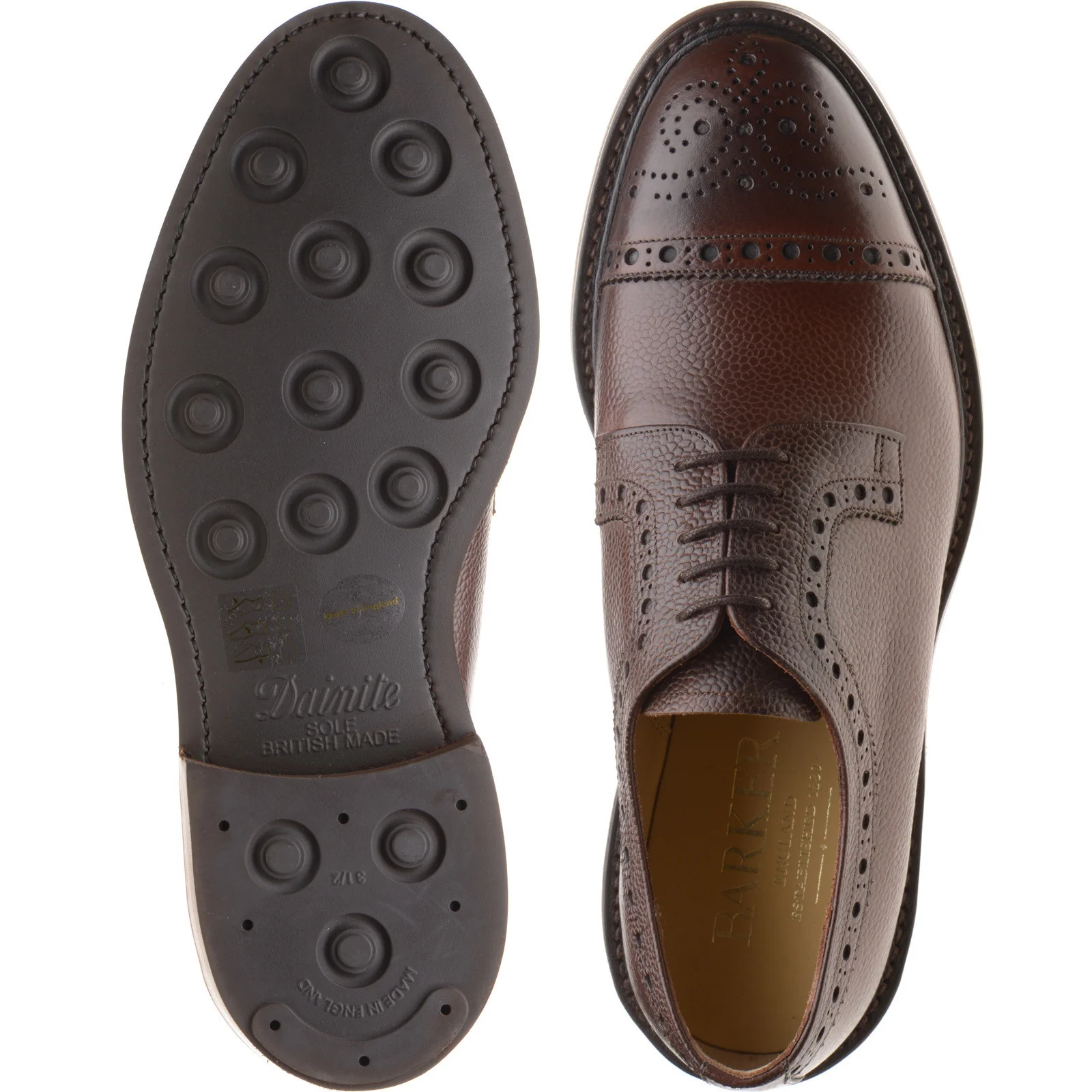Barker Keswick mens rubber-soled semi-brogues in chocolate grain - Image 3