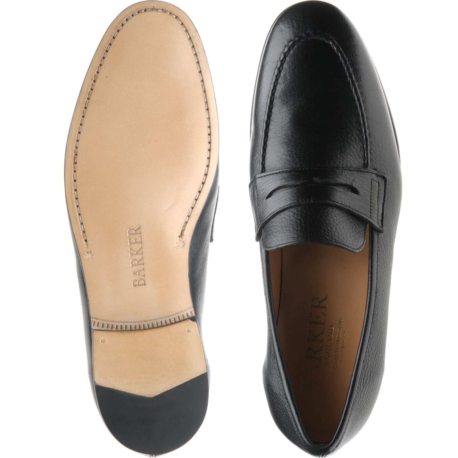 Barker Ledley mens loafers in black deerskin - Image 3