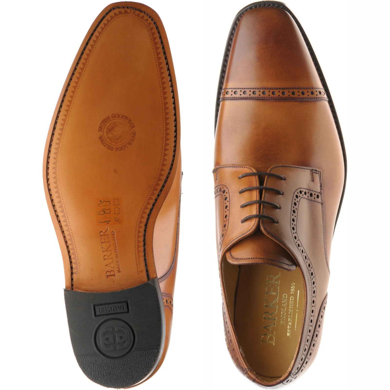 Barker Leo mens Derby shoes in dark cedar calf - Image 3