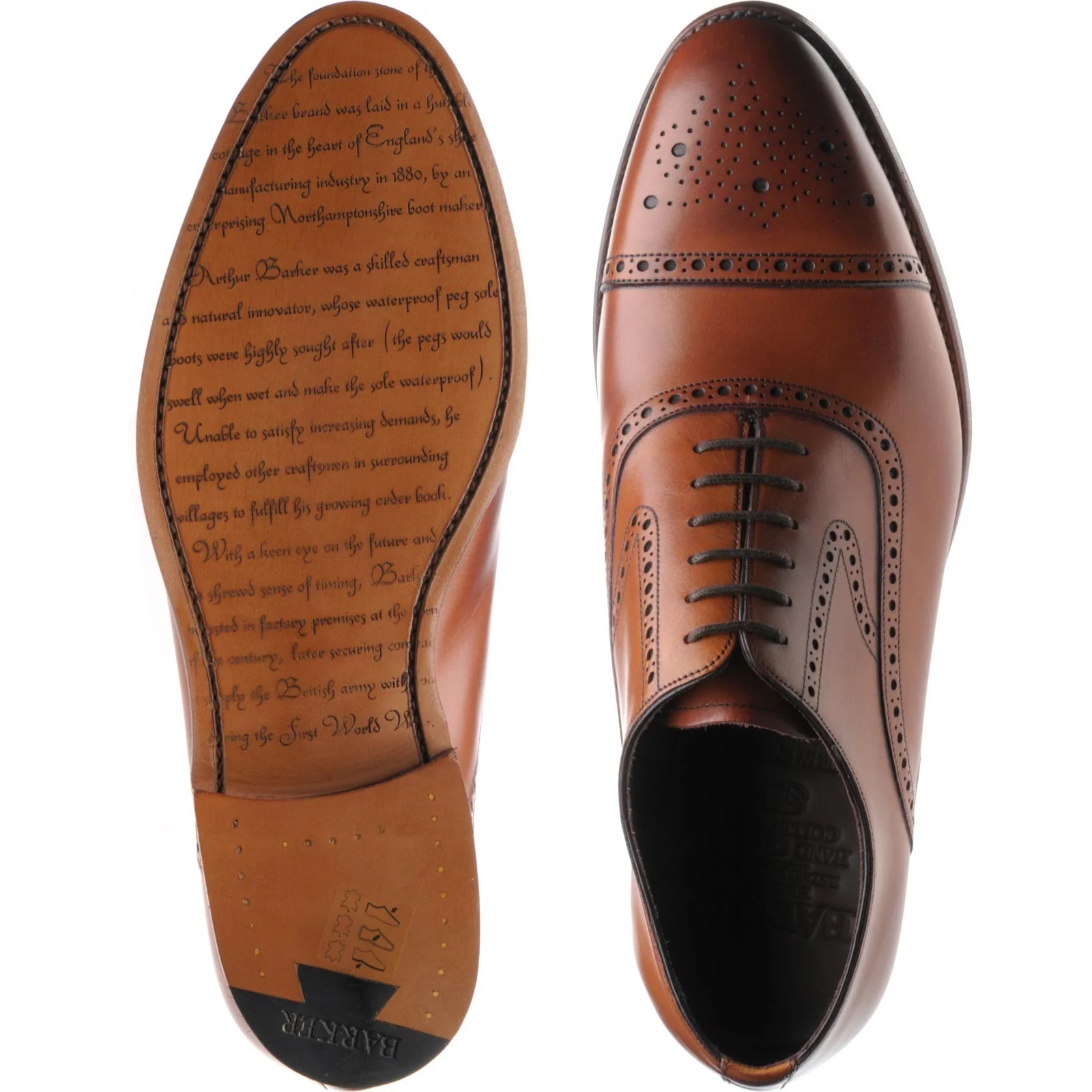 Barker Lerwick mens semi-brogues in antique rosewood calf - Image 3