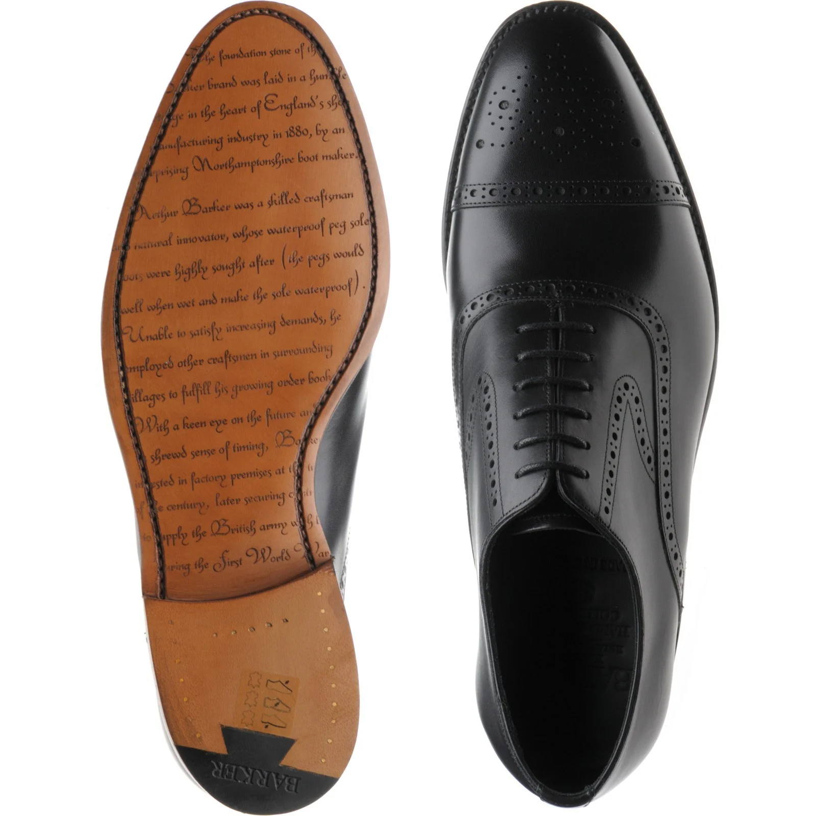Barker Lerwick mens semi-brogues in black calf - Image 3