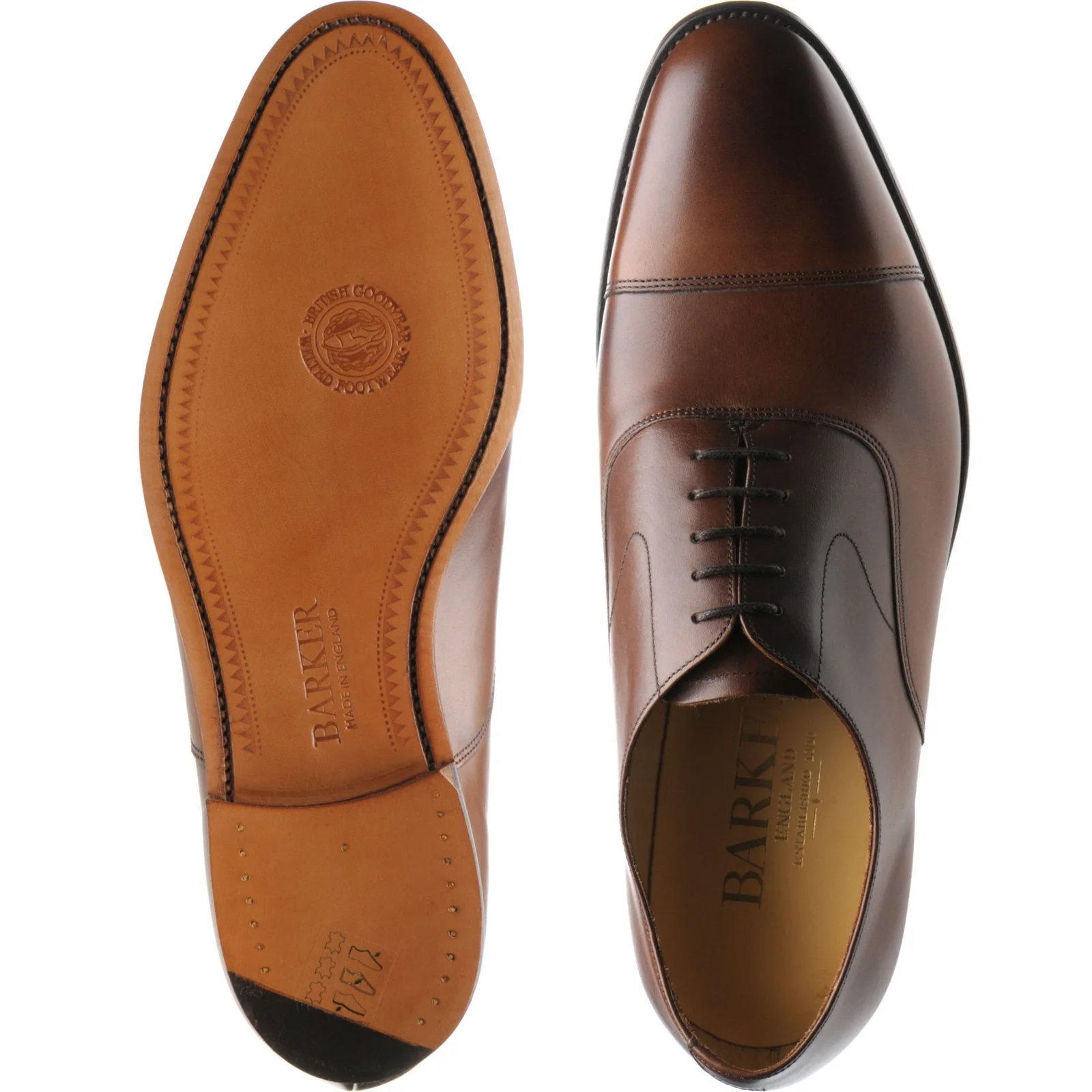 Barker Malvern mens Oxfords in dark walnut calf - Image 3