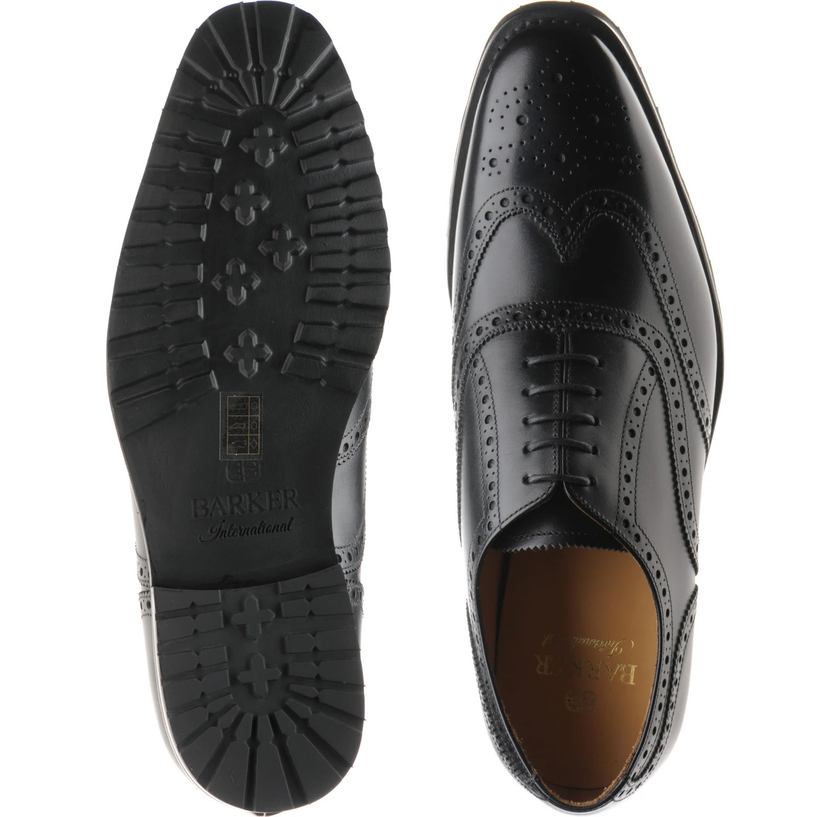 Barker Marston mens rubber-soled brogues in black calf - Image 3
