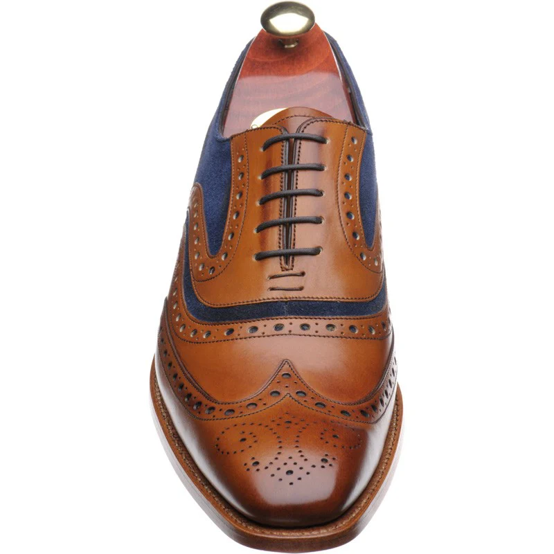 Barker McClean mens brogues in cedar calf and navy suede - Image 2
