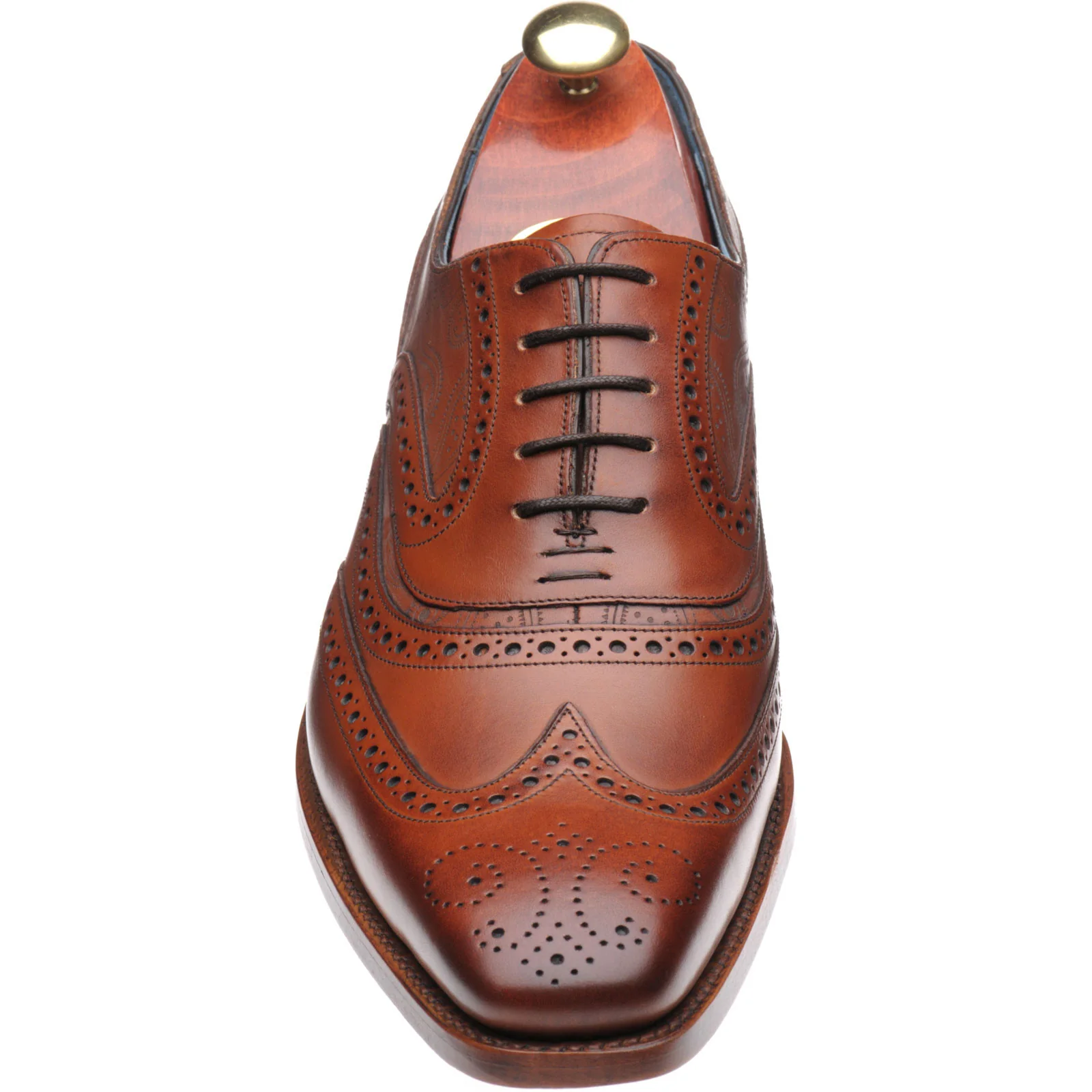 Barker McClean mens brogues in rosewood calf and paisley laser - Image 2