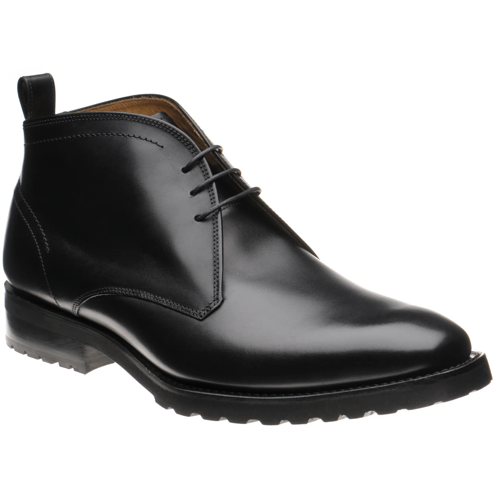 Barker Melksham mens rubber-soled Chukka boots in black calf
