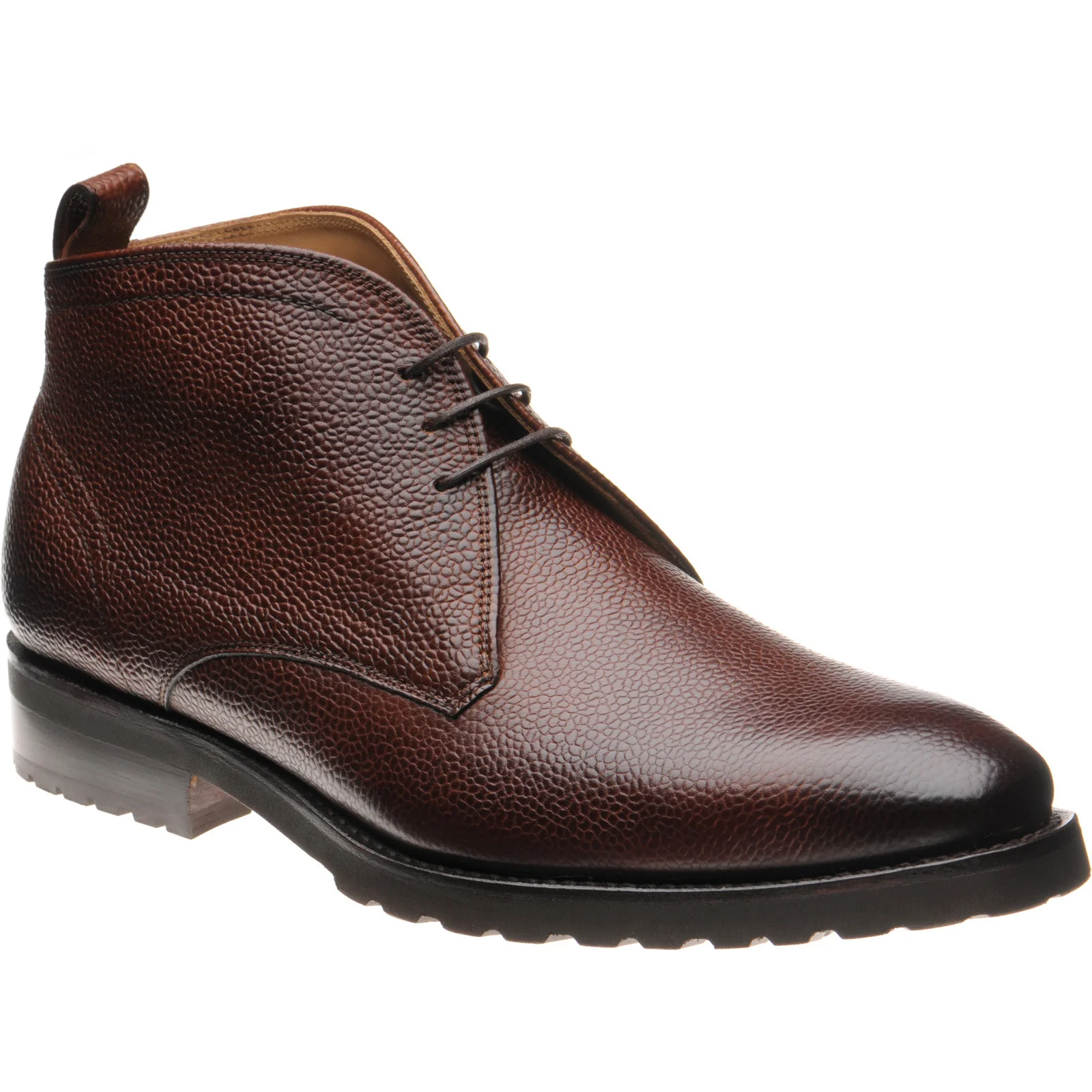 Barker Melksham mens rubber-soled Chukka boots in cherry grain