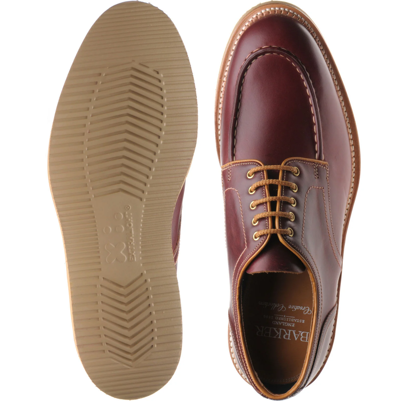 Barker Michigan mens rubber-soled Derby shoes in burgundy waxy calf - Image 3