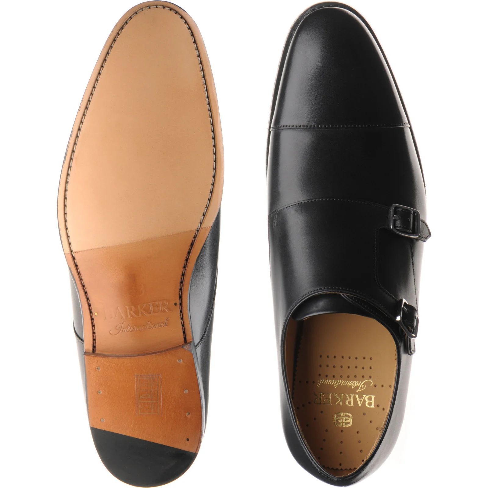 Barker Middlewich mens monk shoes in black calf - Image 3