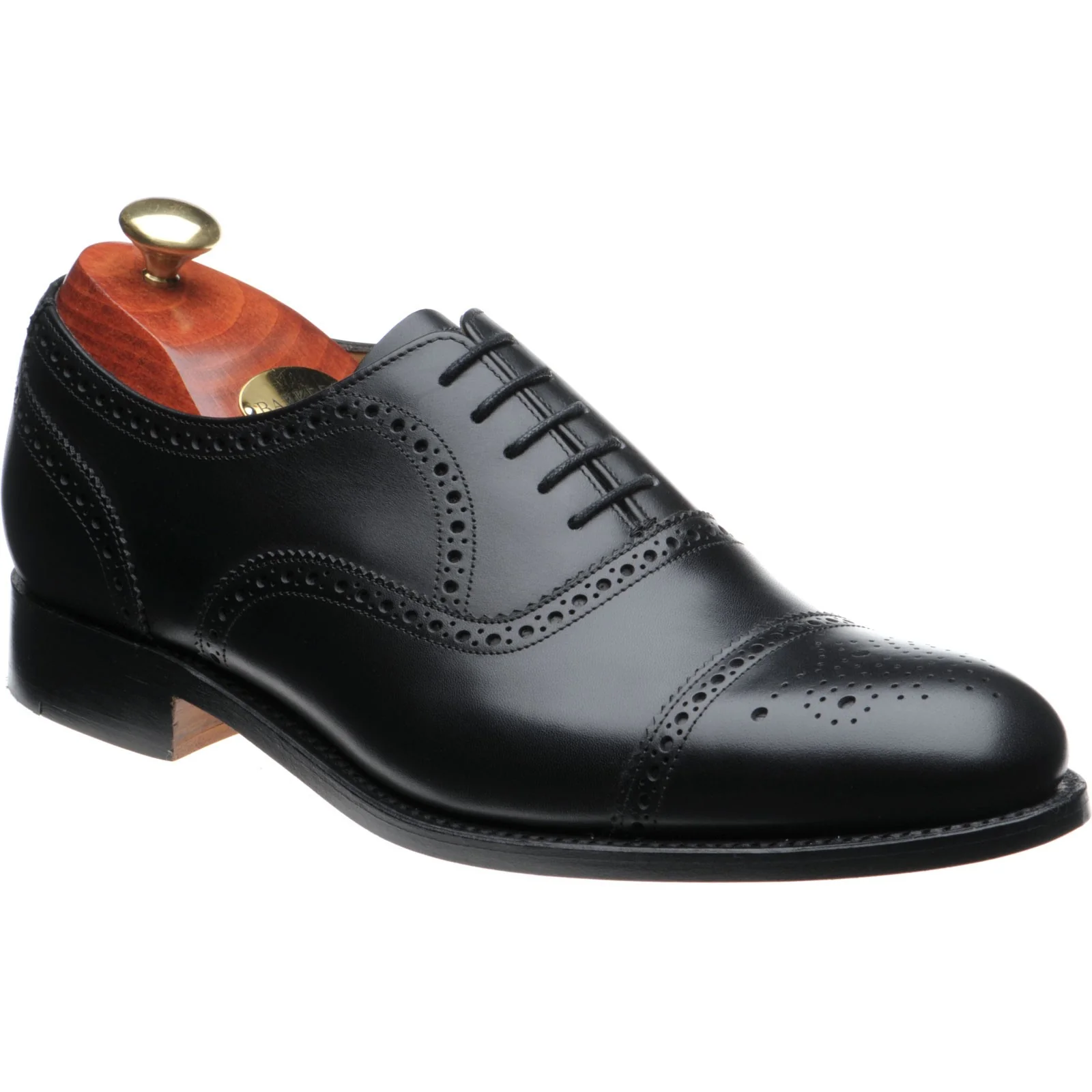 Barker Mirfield mens semi-brogues in black calf