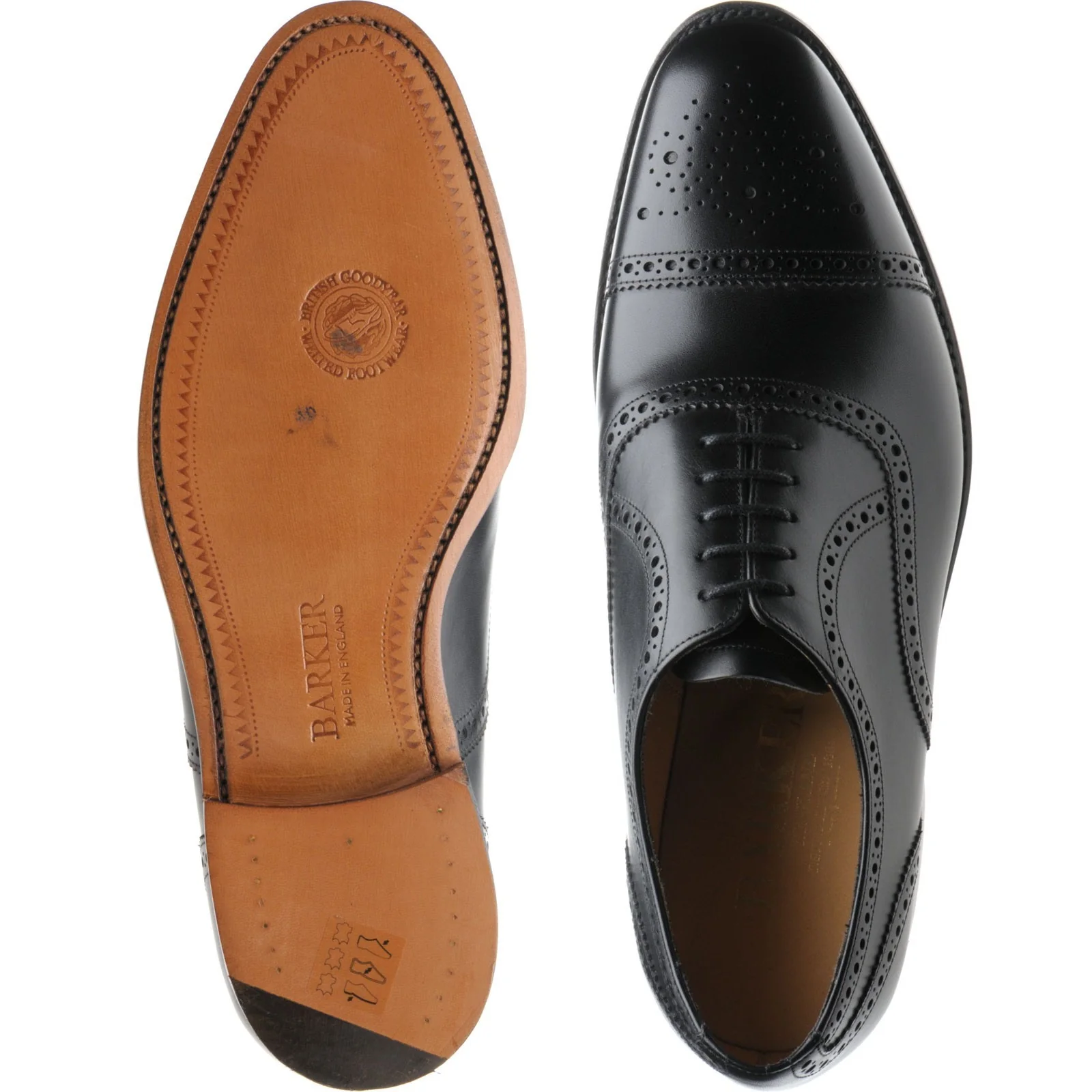 Barker Mirfield mens semi-brogues in black calf - Image 3