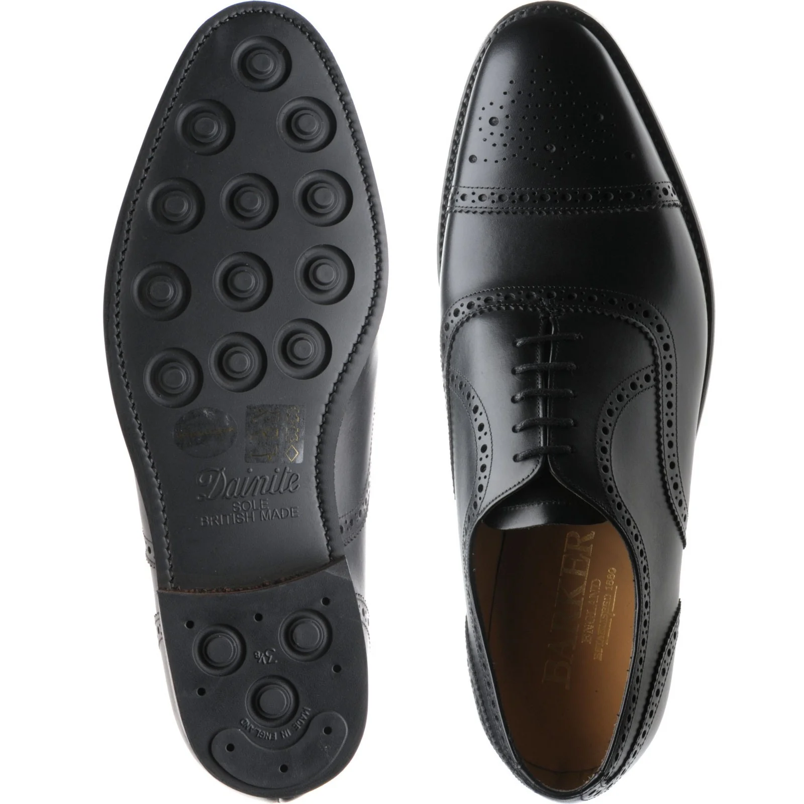 Barker Mirfield (Rubber) mens rubber-soled semi-brogues in black calf - Image 3