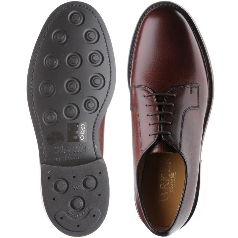 Barker Nairn (Rubber) mens rubber-soled Derby shoes in cherry grain - Image 3