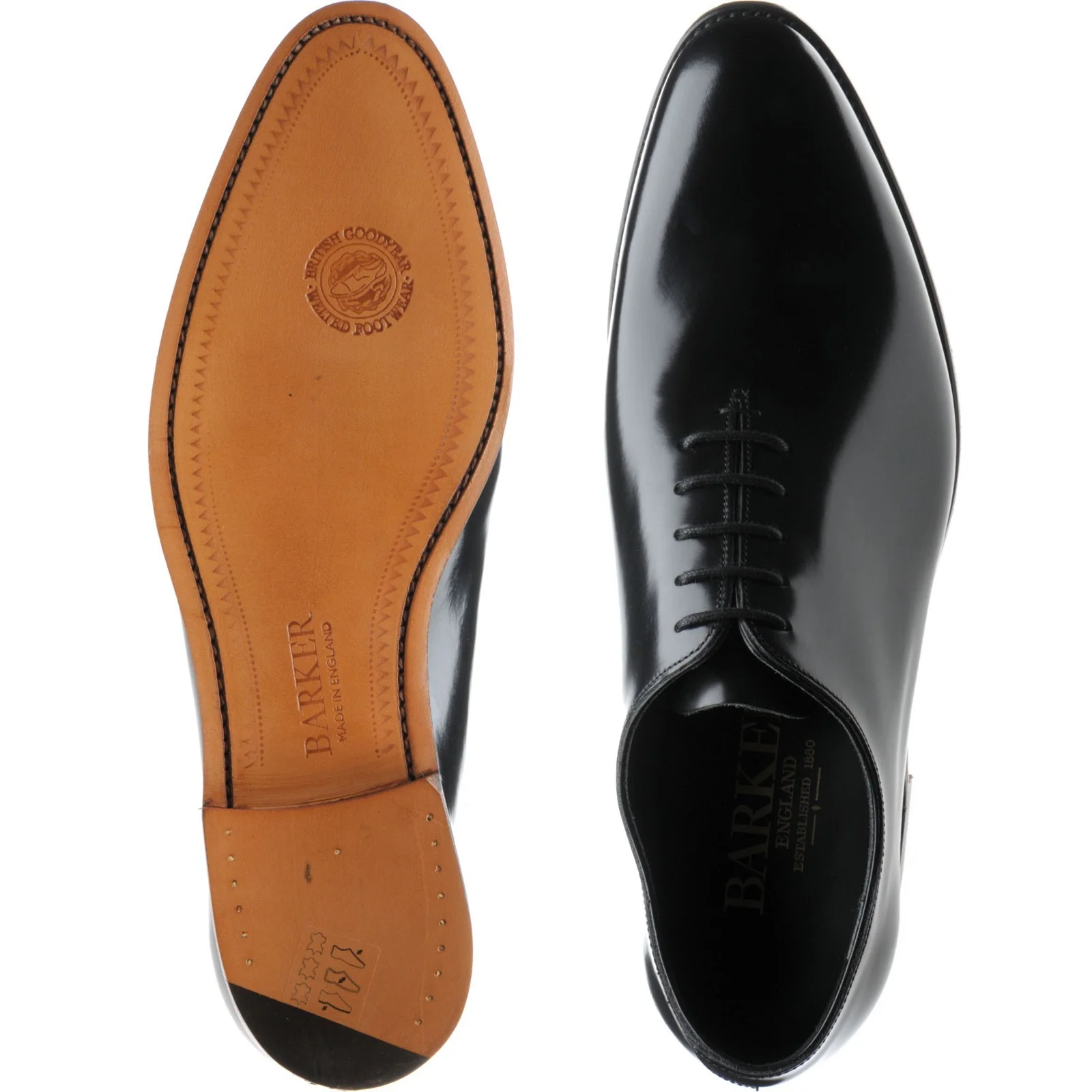 Barker Nelson mens Oxfords in black hi-shine - Image 3