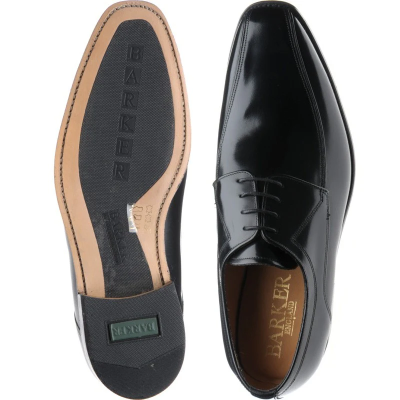 Barker Newbury mens Derby shoes in black polished - Image 3