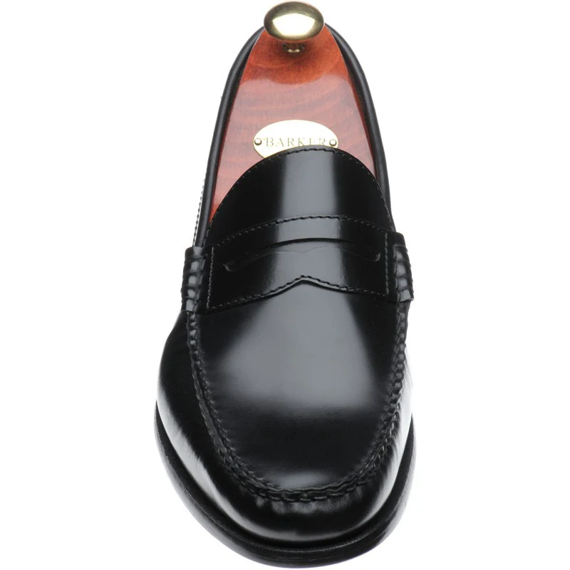 Barker Newington mens loafers in black hi-shine - Image 2