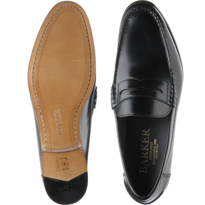 Barker Newington mens loafers in black hi-shine - Image 3