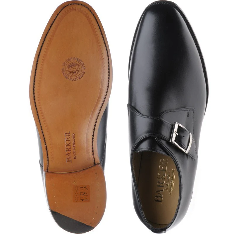 Barker Northcote mens monk shoes in black calf - Image 3